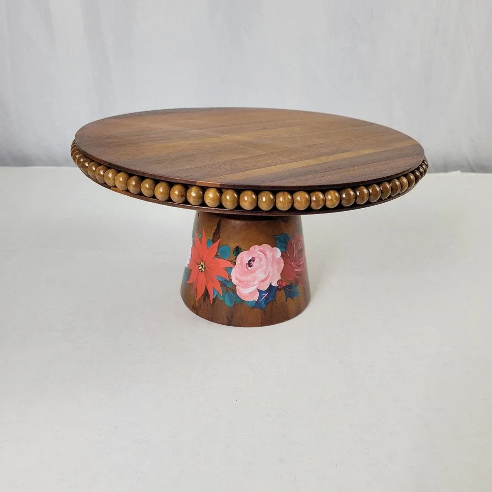 The‎ Pioneer Woman Wishful Winter Beaded Acacia Wood Cake Stand